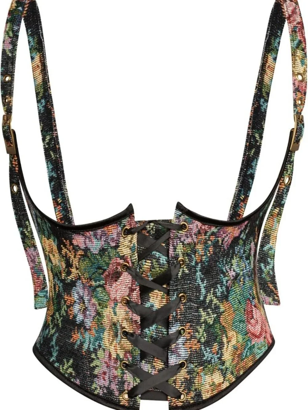 Floral Renaissance Corset Belt for Women | Lace-Up Underbust, Adjustable Straps